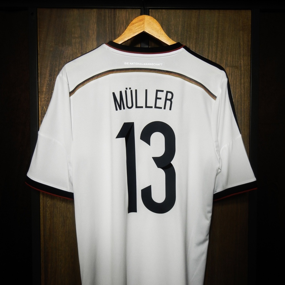 Germany 2014 Home Jersey – Thomas Müller #13 – Large – White, Black & Red Adidas